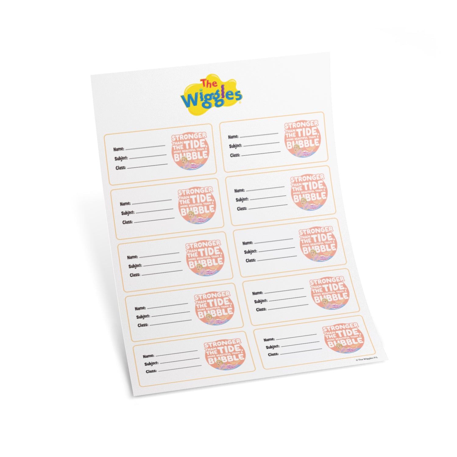 The Wiggles Stronger Than The Tide Set of 10 Book Labels