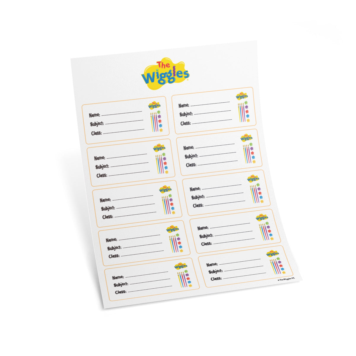 The Wiggles School Book Labels (Set of 10 Stickers)